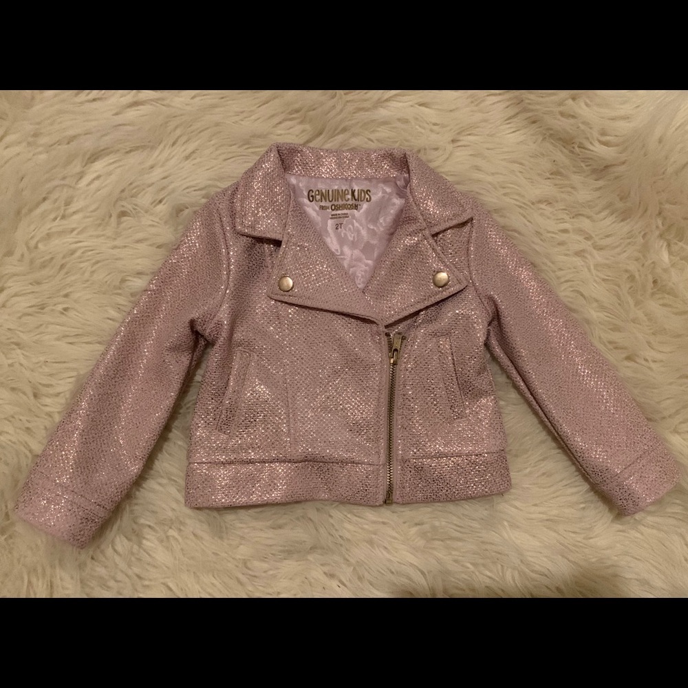 2T Pink Glittery Moto Jacket